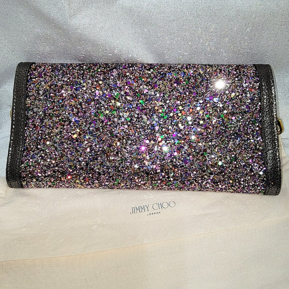 JIMMY CHOO Tilsa Glitter Clutch Wristlet - Picture 2 of 10